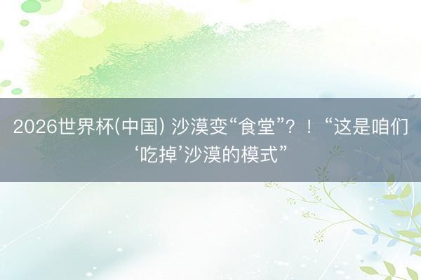 2026世界杯(中国) 沙漠变“食堂”？！“这是咱们‘吃掉’沙漠的模式”