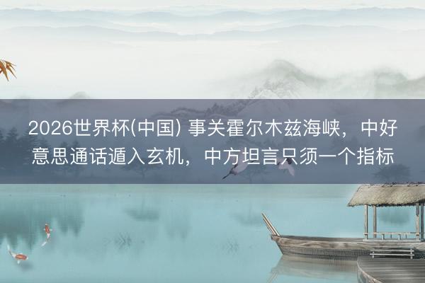 2026世界杯(中国) 事关霍尔木兹海峡，中好意思通话遁入玄机，中方坦言只须一个指标