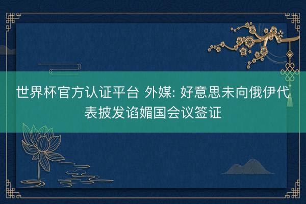 世界杯官方认证平台 外媒: 好意思未向俄伊代表披发谄媚国会议签证