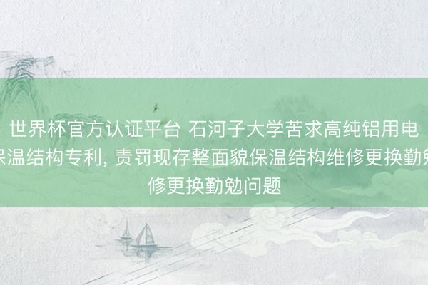 世界杯官方认证平台 石河子大学苦求高纯铝用电解槽保温结构专利， 责罚现存整面貌保温结构维修更换勤勉问题