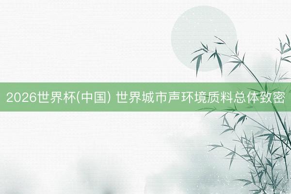 2026世界杯(中国) 世界城市声环境质料总体致密